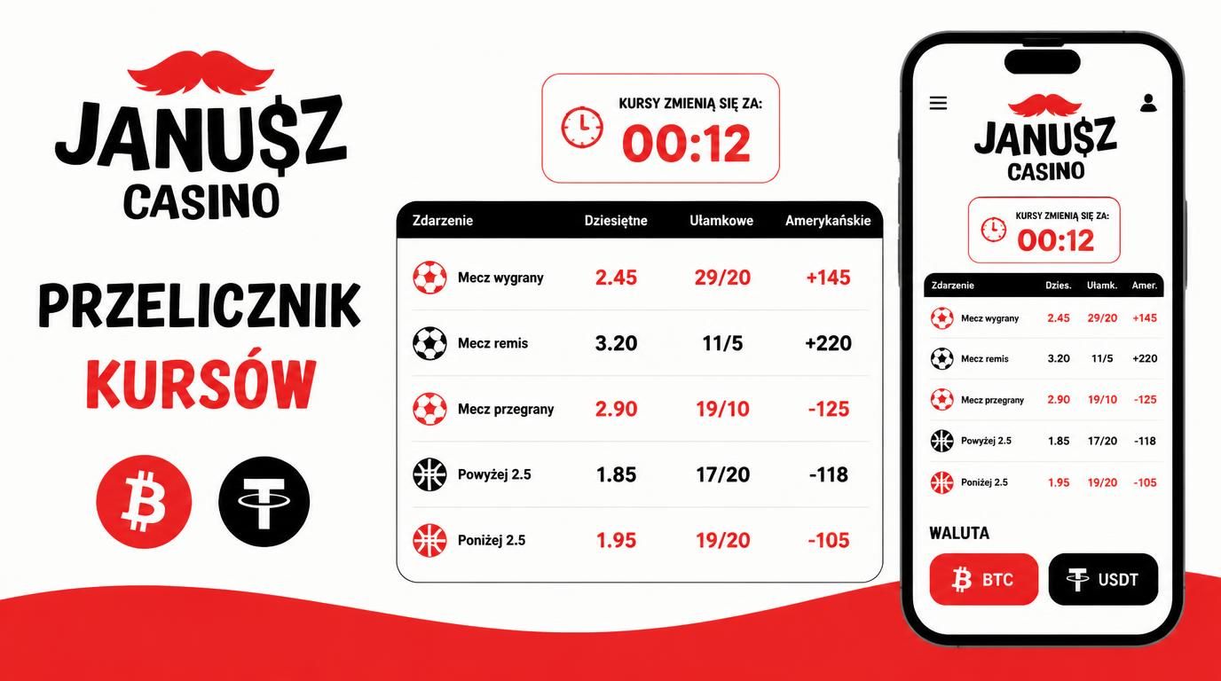 Tabela kursów różnych formatów z akcentem na krypto